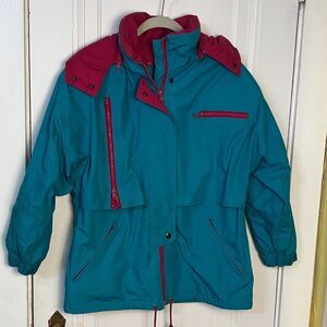 Classic 1990s teal and pink coat